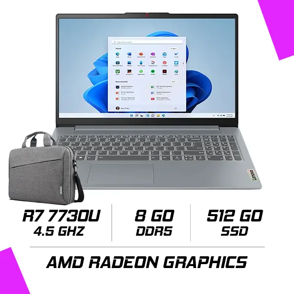 LENOVO IDEAPAD SLIM 3 15ABR8 AMD RYZEN 7 7730U/8GB DDR5/512GB SSD/15.6"/WINDOWS 11 82XM00CRFE