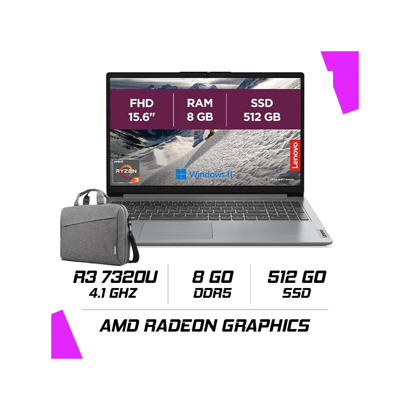 LENOVO IDEAPAD 1 15AMN7 AMD RYZEN 3 7320U/8GB DDR5/512GB SSD/15.6"/WINDOWS 11 82VG00QEFE LENOVO IDEAPAD 1 15AMN7 AMD RYZEN 3 7320U/8GB DDR5/512GB SSD/15.6"/WINDOWS 11 82VG00QEFE