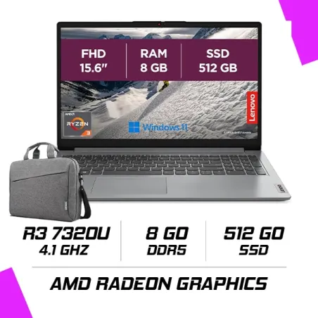 LENOVO IDEAPAD 1 15AMN7 AMD RYZEN 3 7320U/8GB DDR5/512GB SSD/15.6"/WINDOWS 11 82VG00QEFE