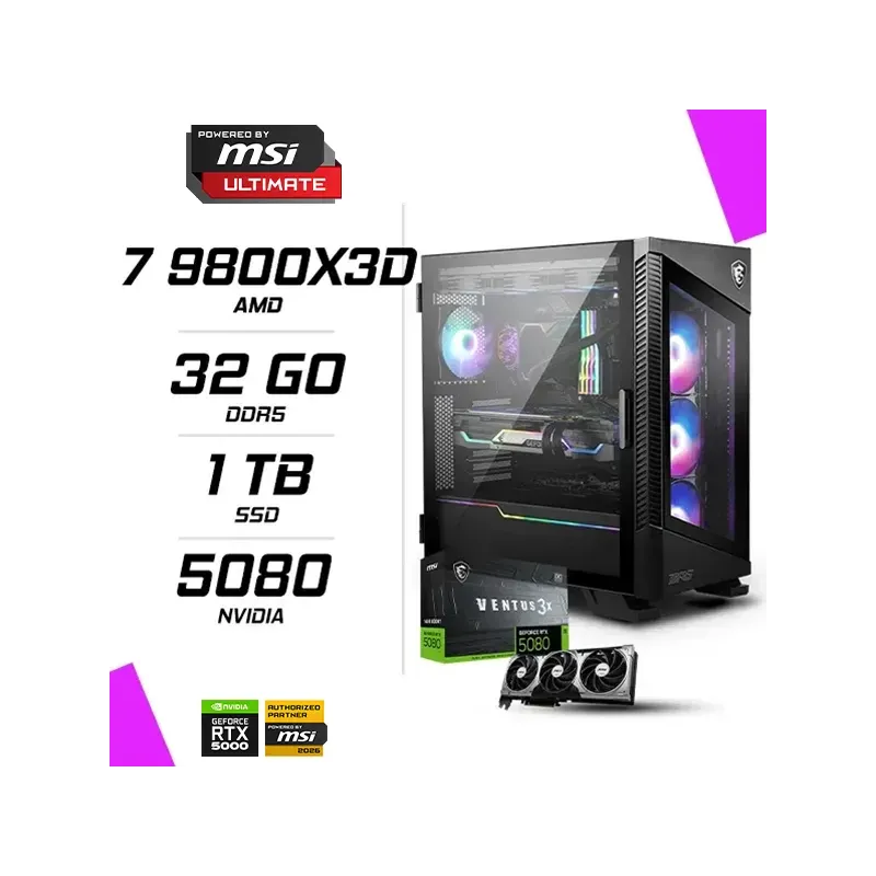 PC Gamer AMD Ryzen 7 9800X3D MSI RTX 5080 16G PC Gamer AMD Ryzen 7 9800X3D MSI RTX 5080 16G