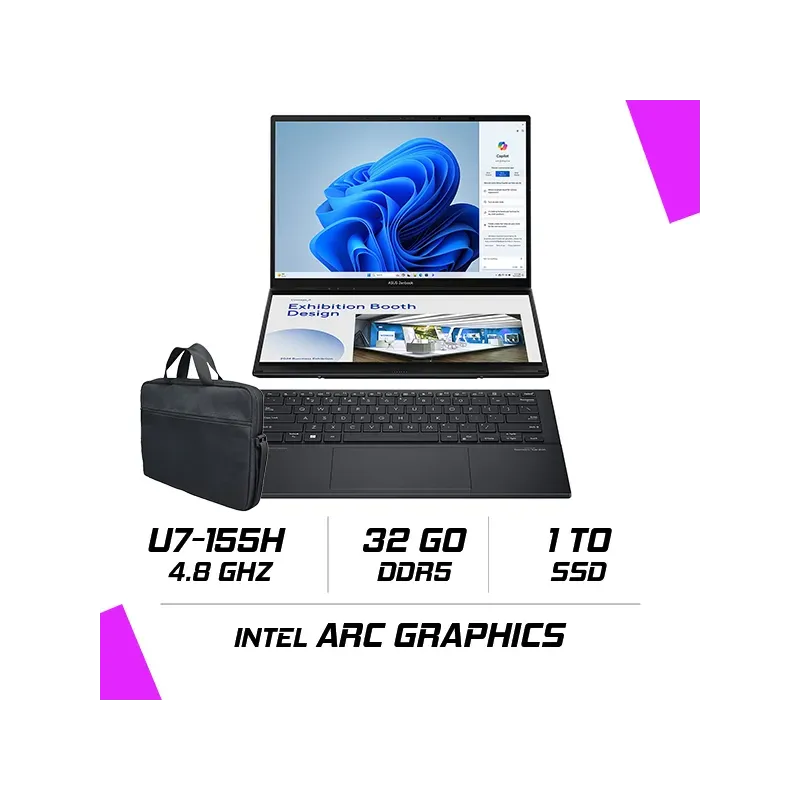 ASUS ZENBOOK DUO UX8406MA-QL357X Intel Ultra 7-155H/32Go DDR5/1TB SSD/14"/Windows11 (90NB12U1-M00K90) ASUS ZENBOOK DUO UX8406MA-QL357X Intel Ultra 7-155H/32Go DDR5/1TB SSD/14"/Windows11 (90NB12U1-M00K90)