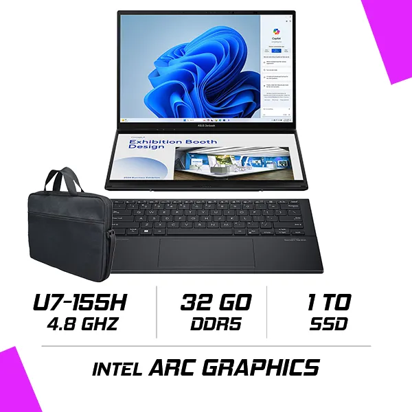 ASUS ZENBOOK DUO UX8406MA-QL357X Intel Ultra 7-155H/32Go DDR5/1TB SSD/14"/Windows11 (90NB12U1-M00K90)