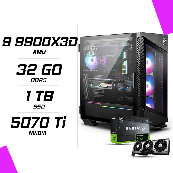 PC Gamer AMD Ryzen 9 9900X3D MSI RTX 5070 Ti 16G