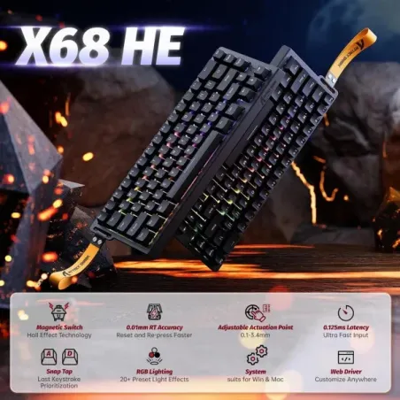 ATTACK SHARK X68 HE Noir (Magnetic Switch)