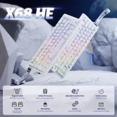 ATTACK SHARK X68 HE Blanc Contour (Magnetic Switch)