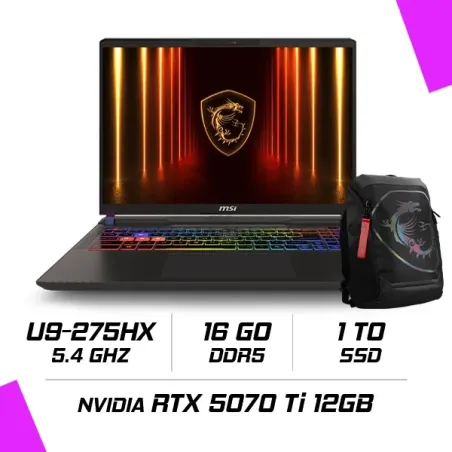 MSI VECTOR 16 HX AI A2XWIG-418MA Intel Ultra 9 275HX/16GB DDR5/1TB SSD/RTX 5070 Ti 12GB/16" (240Hz) QHD+/Win11 - PC Portable