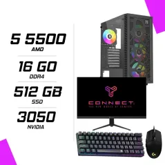 PC Gamer AMD Ryzen 5 5500 RTX 3050 6GB + CONNECT 23.8″ 180Hz + Logitech G102 + NOVA MÉCANIQUE 61