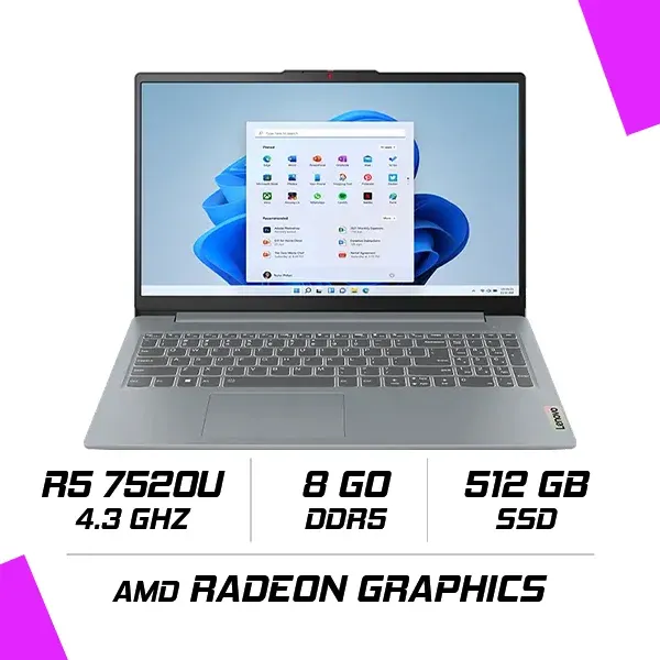 LENOVO IDEAPAD SLIM 3 15AMN8 AMD RYZEN 5 7520U/8GB DDR5/512GB SSD/15.6" FHD/WINDOWS 11 (82XQ00PDFE)