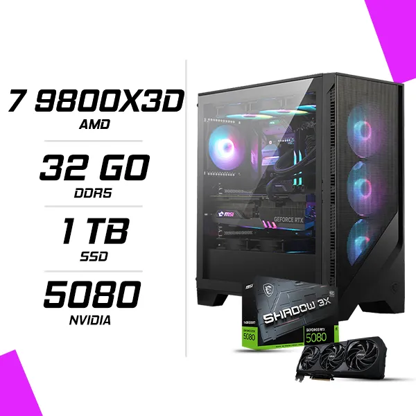 PC Gamer AMD Ryzen 7 9800X3D MSI RTX 5080 16G