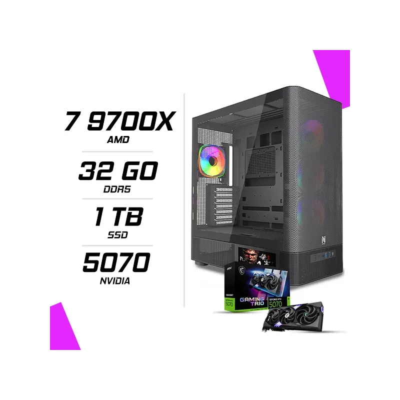 PC Gamer AMD Ryzen 7 9700X MSI RTX 5070 12G PC Gamer AMD Ryzen 7 9700X MSI RTX 5070 12G