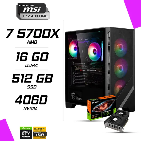 PC Gamer AMD Ryzen 7 5700X RTX 4060 8G