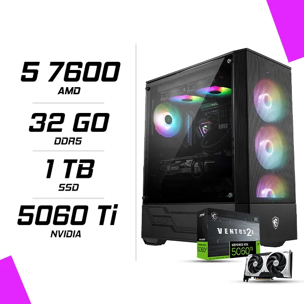 PC Gamer AMD Ryzen 5 7600 MSI RTX 5060 Ti 8G
