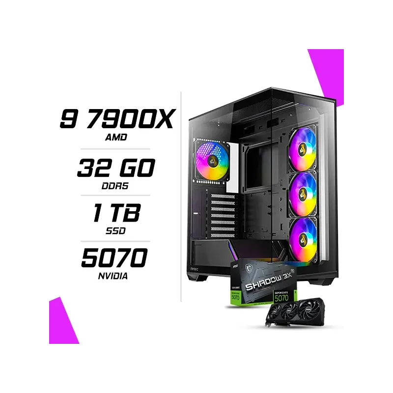 PC Gamer AMD Ryzen 9 7900X MSI RTX 5070 12G PC Gamer AMD Ryzen 9 7900X MSI RTX 5070 12G