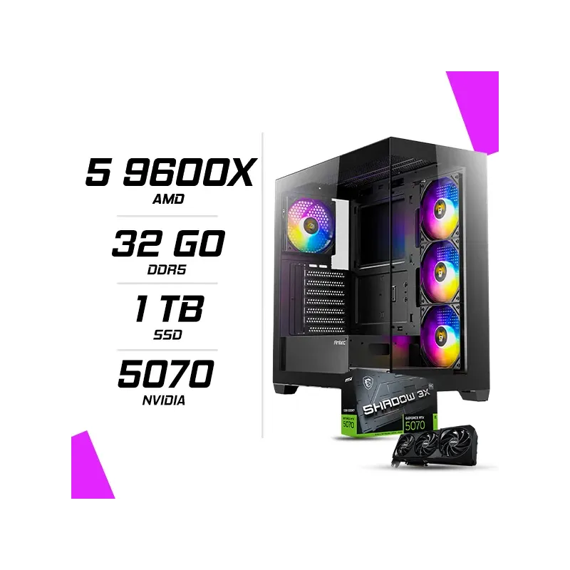 PC Gamer AMD Ryzen 5 9600X MSI RTX 5070 12G PC Gamer AMD Ryzen 5 9600X MSI RTX 5070 12G