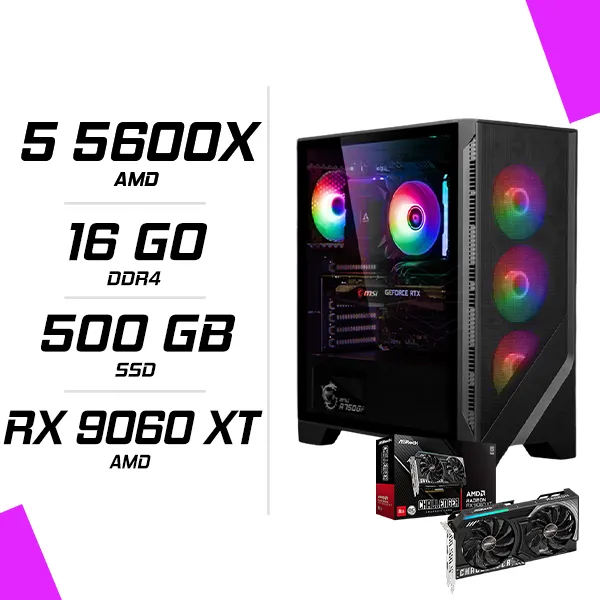 PC Gamer AMD Ryzen 5 5600X RX 9060 XT 8G