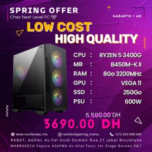 PC Gamer Maroc Ryzen 5 3400G Prix Maroc Marrakech Rabat casa