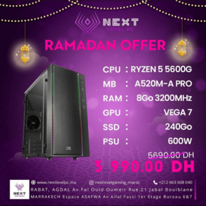 PC Gamer Maroc Ryzen 5 5600G Prix Maroc Marrakech Rabat