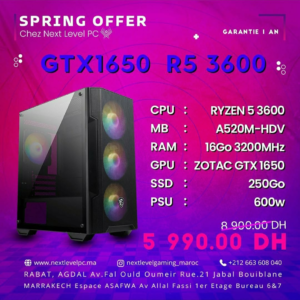 PC Gamer Maroc Ryzen 5 3600 GTX 1650 Prix Maroc Marrakech Rabat casa