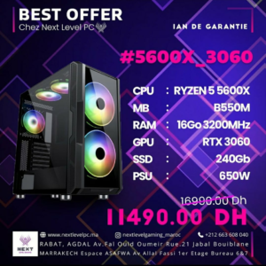 PC Gamer Maroc Ryzen 5 5600X RTX 3060 Prix Maroc Marrakech Rabat