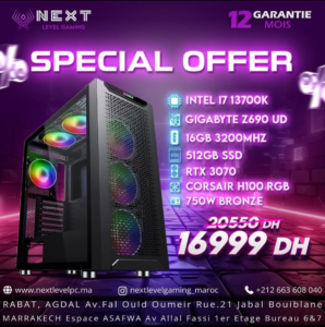 PC Gamer Intel I7 13700K RTX 3070 Prix Maroc Marrakech Rabat