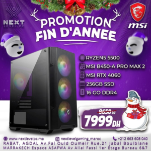 PC Gamer Ryzen 5 5500 RTX 4060 Prix Maroc Marrakech Rabat casa