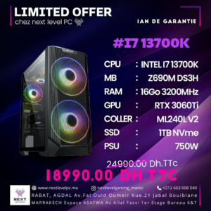 PC Gamer Maroc Intel i7 13700K RTX 3060Ti Prix Maroc Marrakech Rabat