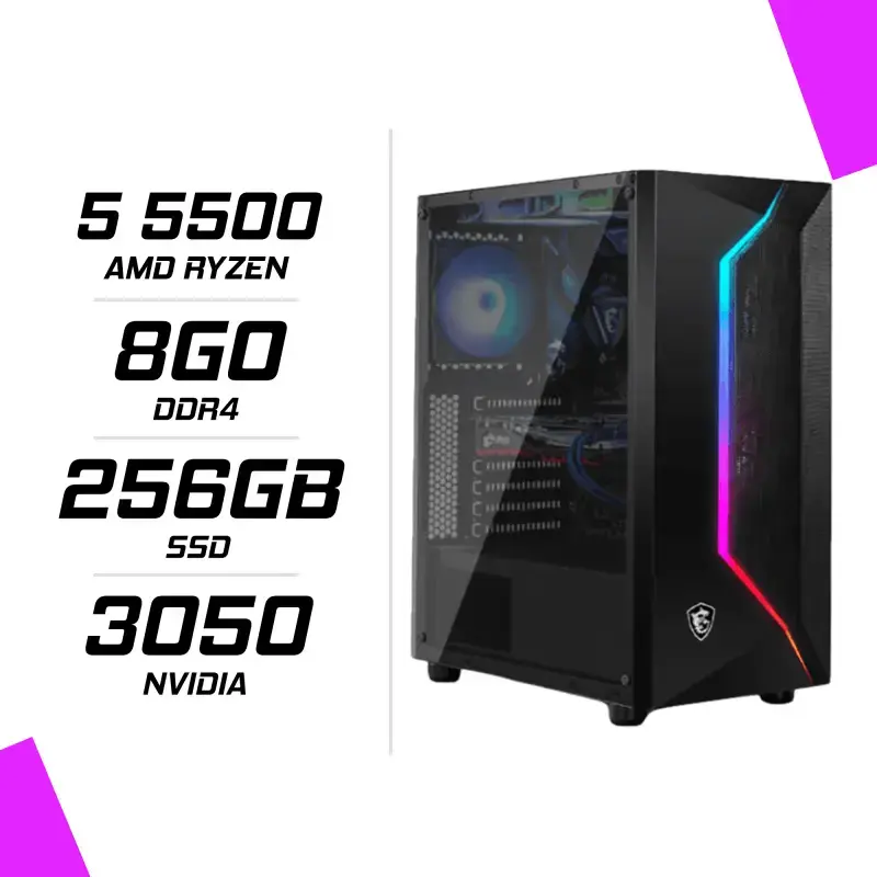 PC Gamer Tour - AMD Ryzen 3 3200G, 8 Go RAM, SSD 256 Go, Windows 10 Pro - Neuf