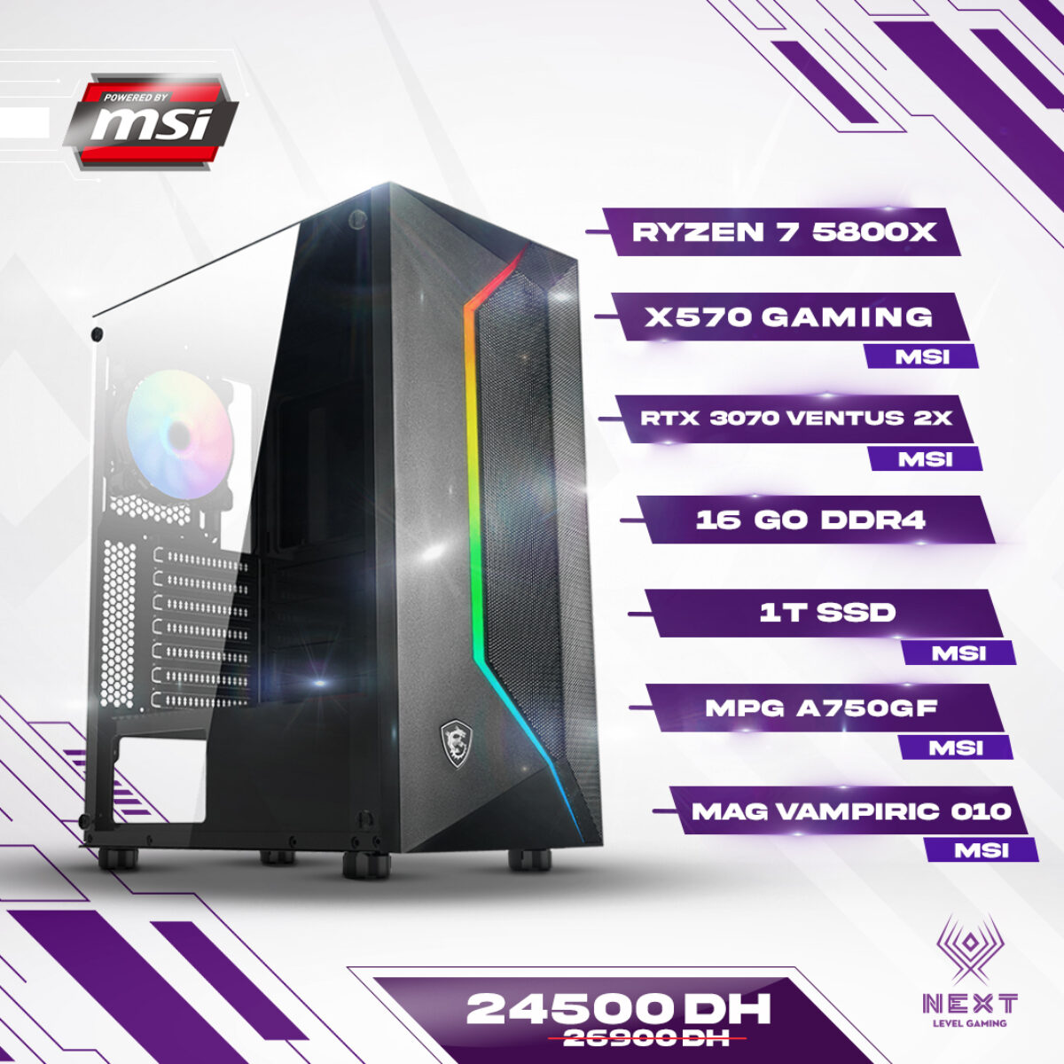 PC Gamer RTX 3060 prix maroc marrakech – Next Level PC Maroc