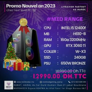 PC Gamer Maroc Intel i5 12400F RTX 3060Ti Prix Maroc Marrakech Rabat