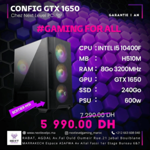 PC Gamer Maroc Intel i5 10400F GTX 1650 Prix Maroc Marrakech Rabat