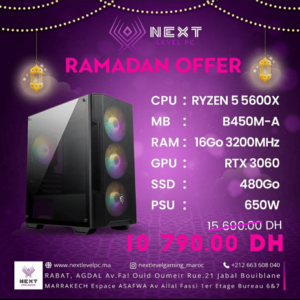 PC Gamer Maroc Ryzen 5 5600X RTX 3060 Prix Maroc Marrakech Rabat