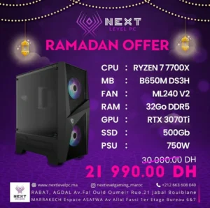 PC Gamer Maroc Ryzen 7 7700X RTX 3070TI Prix Maroc Marrakech Rabat  casa