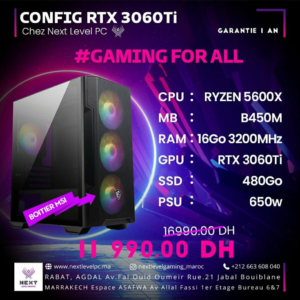 PC Gamer Maroc Ryzen 5 5600X RTX 3060Ti Prix Maroc Marrakech Rabat