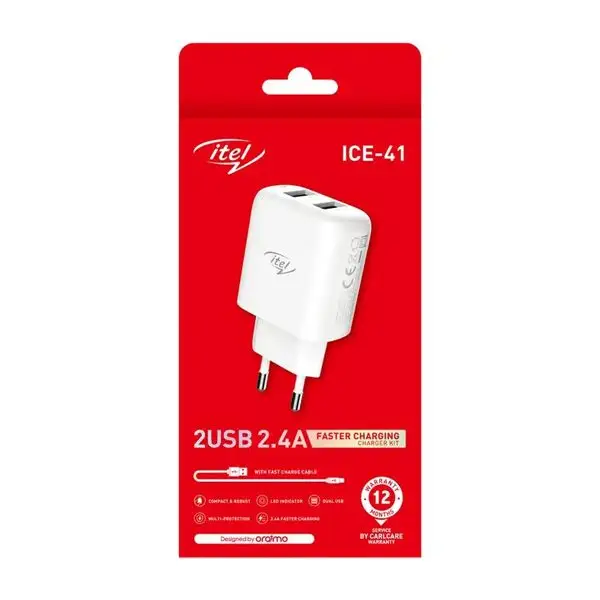 Chargeur Itel 2USB 2.4A Fast Charger Kit