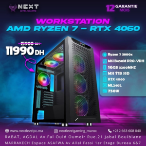PC Gamer Ryzen 7 5800X RTX 4060 – Next Level PC Maroc